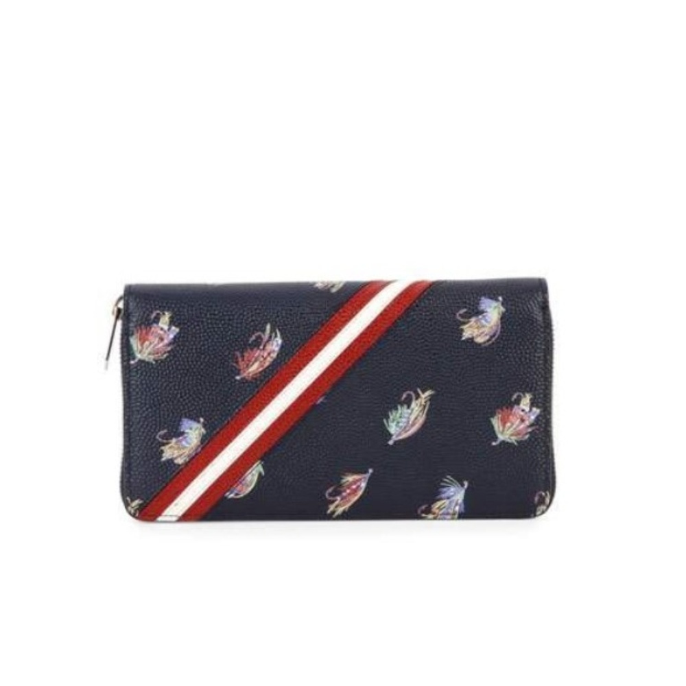 Flyfishing Leather Navy Blue Wallet Accordion